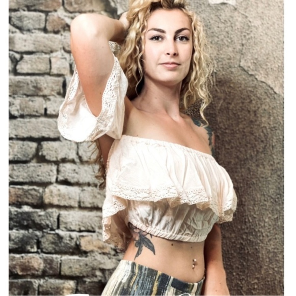 Off-Shoulder Crochet Detail Crop